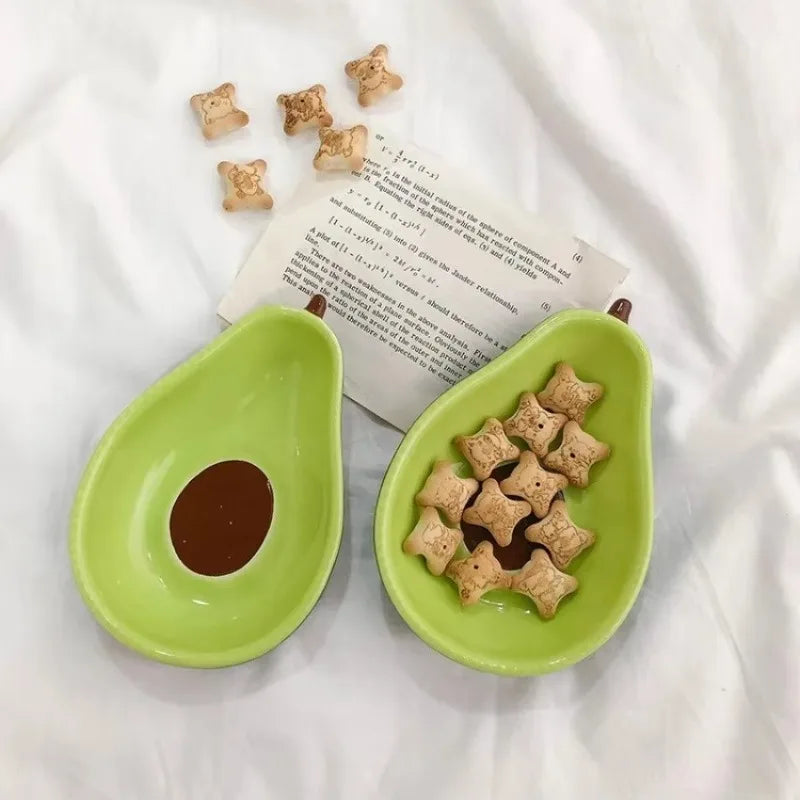 Creative Avocado Shaped Ceramic Dish Fruit Salad Plate