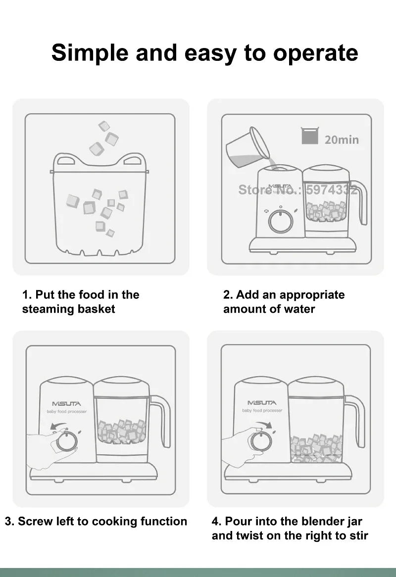 300w Baby Food Cook Mixer Steamer Fruit Vegetable