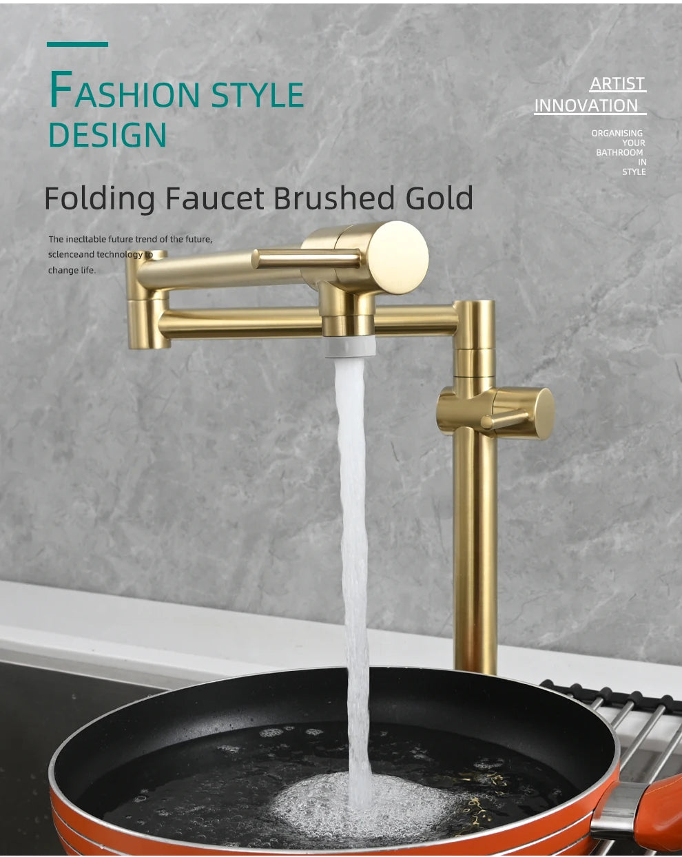 Ciencia Brass Pot Filler Faucet Wall Mount Sink