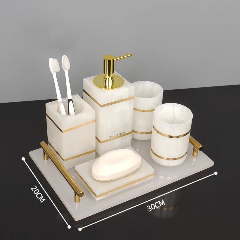 White Onyx Natural Marble Bathroom Gold Luxury Soap