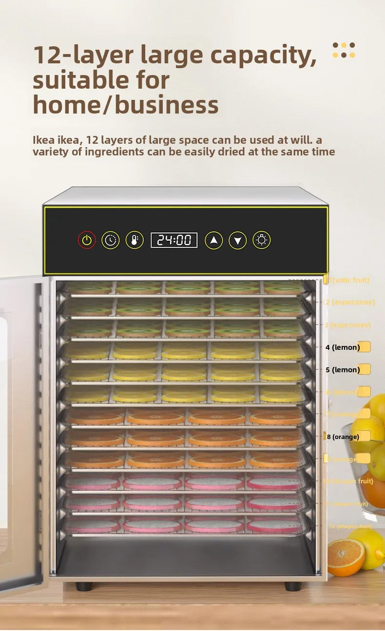 12-Tier Commercial & Food Dehydrator 750w Stainless Steel