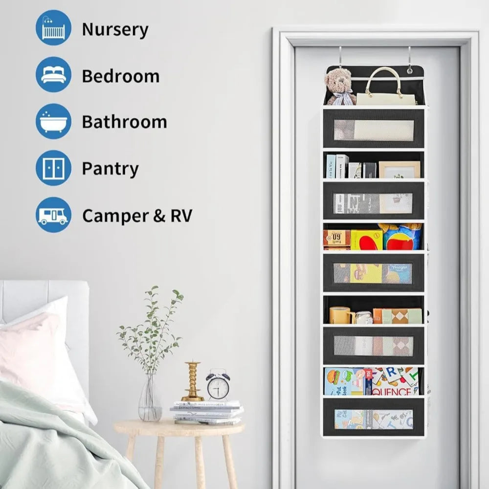 5-Shelf Hanging Storage Organizer - Behind Door Anti-Tilt