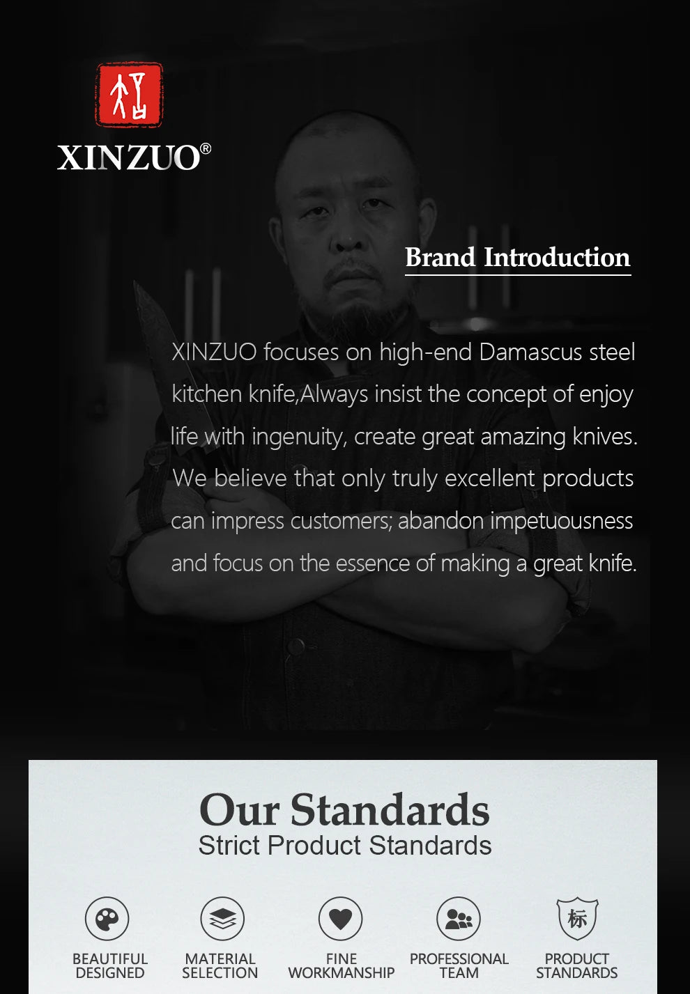 Xinzuo Knife Utility Cleaver Chef Bread Fruit Santoku