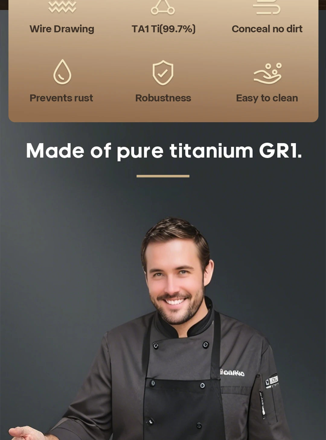 Food Grade Pure Titanium Cutting Board - Antibacterial