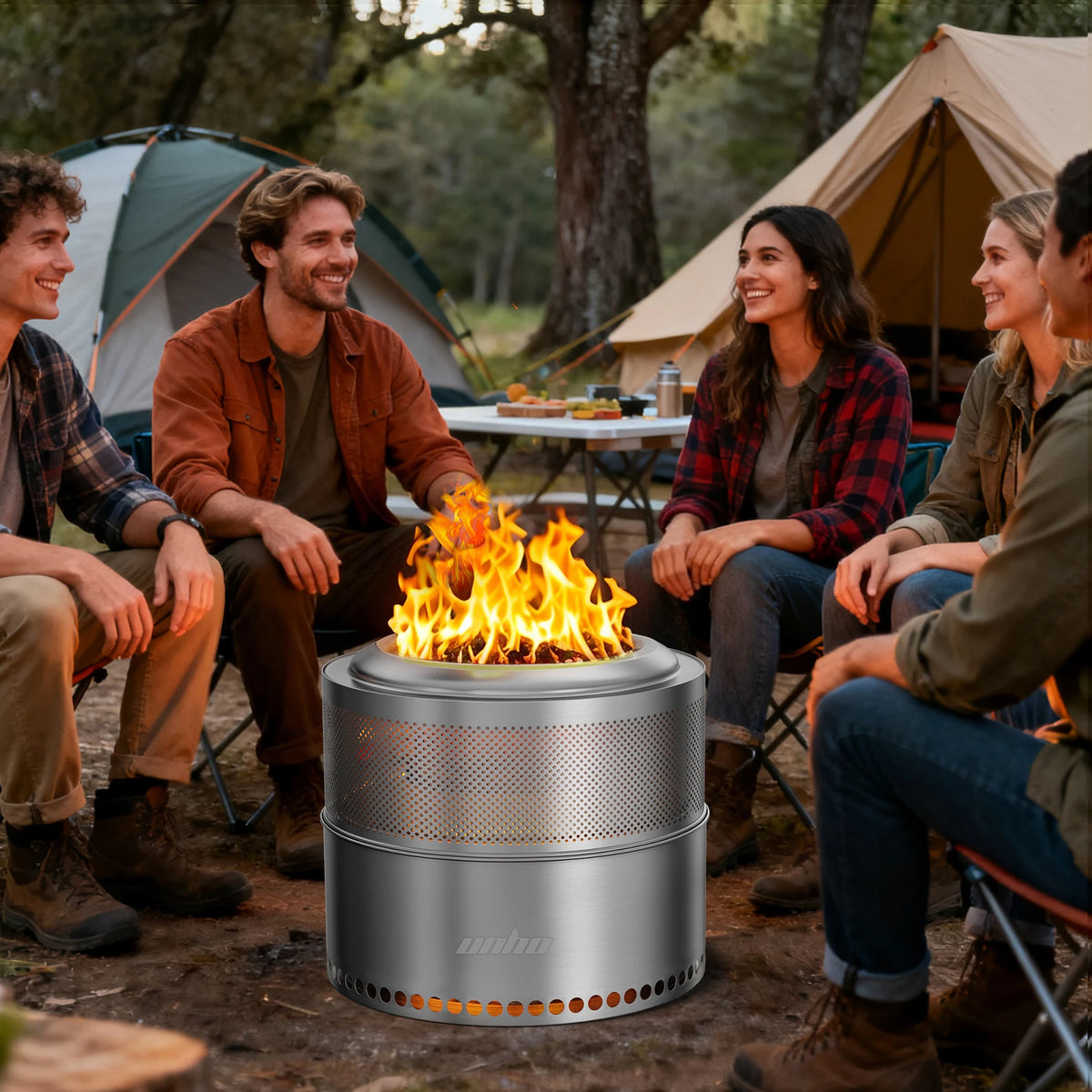Wood Burning Firepit Large Stainless Steel Smokeless Fire