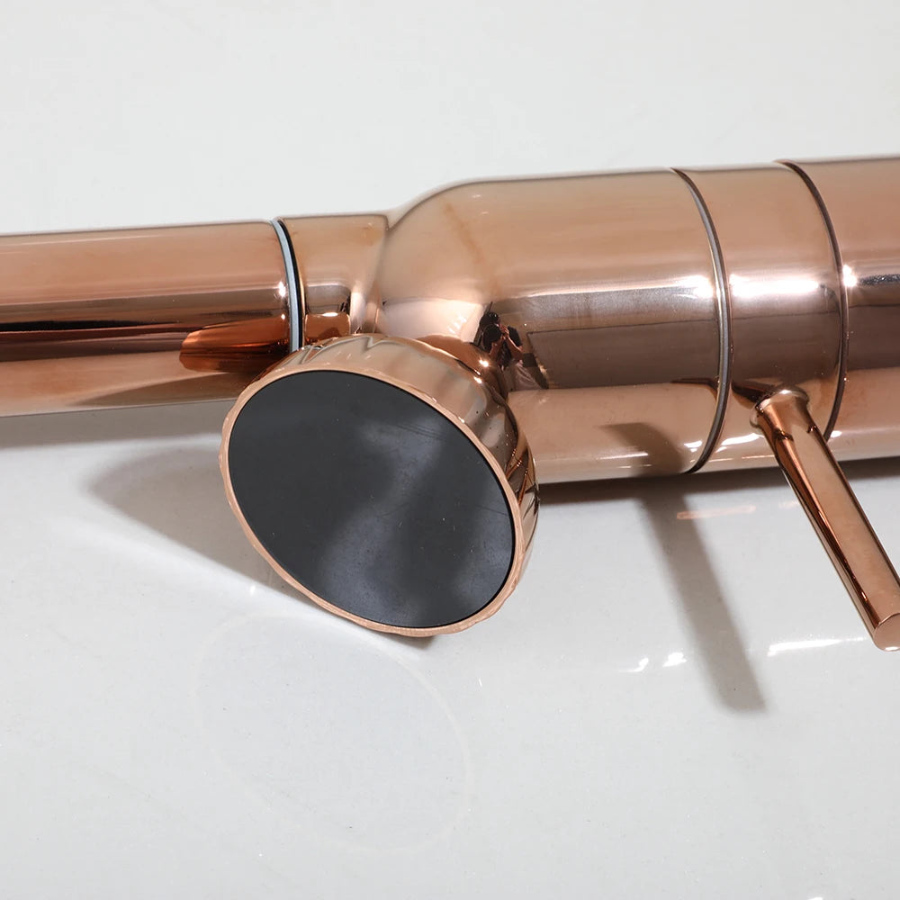 Jieni Rose Gold Faucet 360 Swivel 3-Way Brass