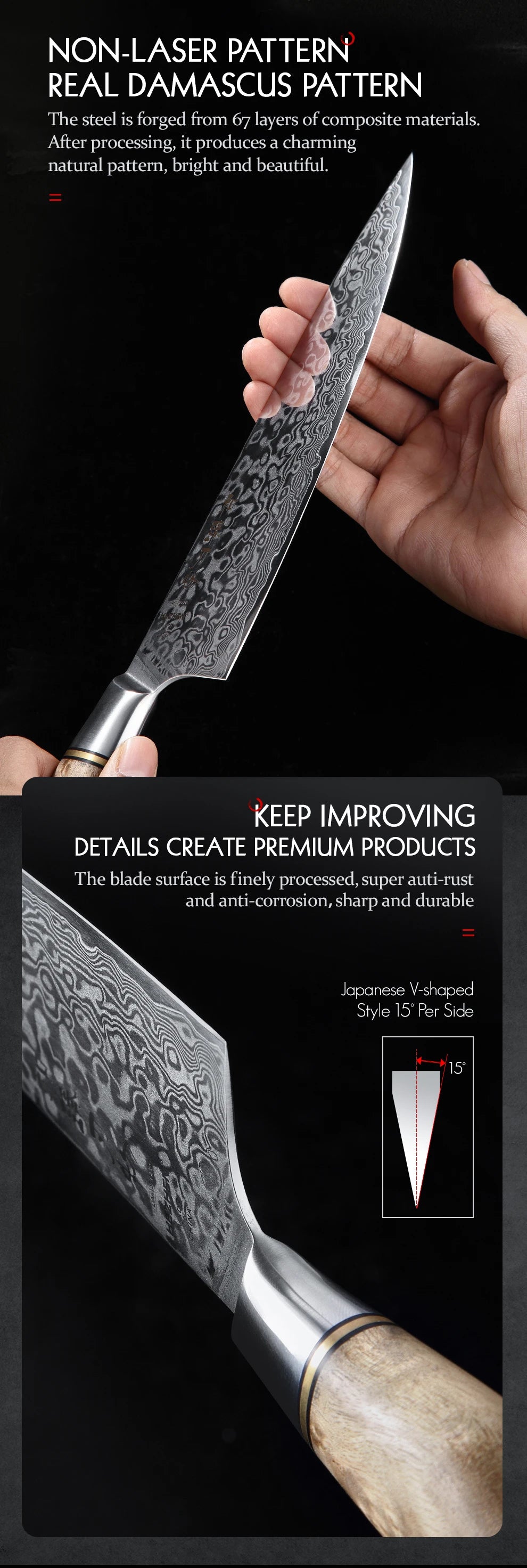 Hezhen Knife 1-7pc Damascus Steel Knives Chef Knife