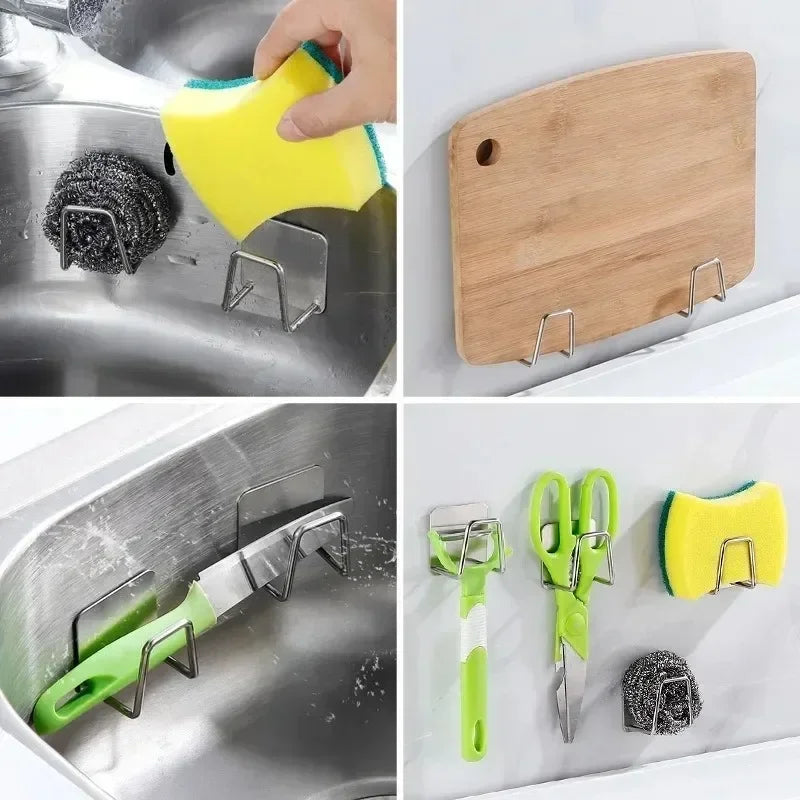 1/10pcs Sink Sponges Holder Stainless Steel Self Adhesive