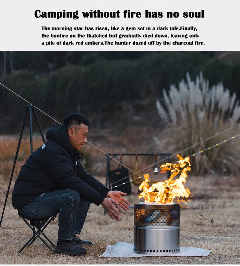 Camping Firewood Stove Folding Windproof Wood Burning Stove