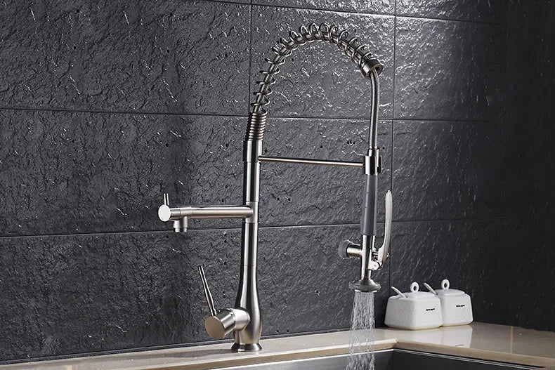 Faucet Brushed Nickel Pull-Out Faucet Swivel Dual Purpose