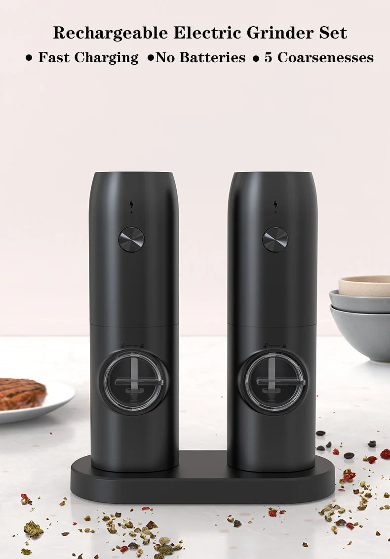 Usb Charging Electric Salt Pepper Grinder Rechargeable Adjustable