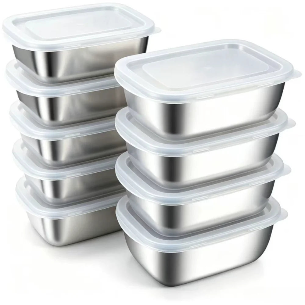 4-Piece Food Grade Stainless Steel Stackable Food Storage