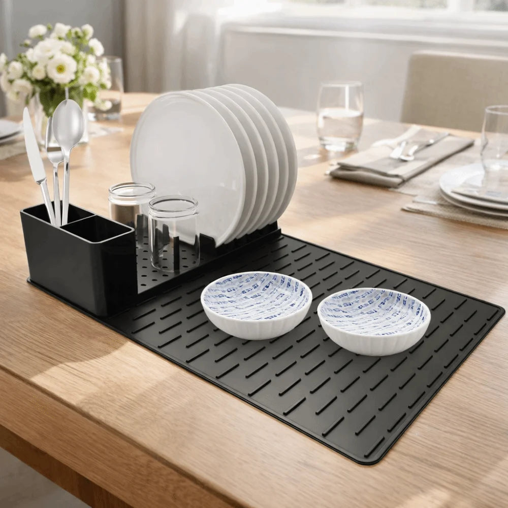 Durable Silicone Dish Drying Rack Heat-Resistant Drain Design