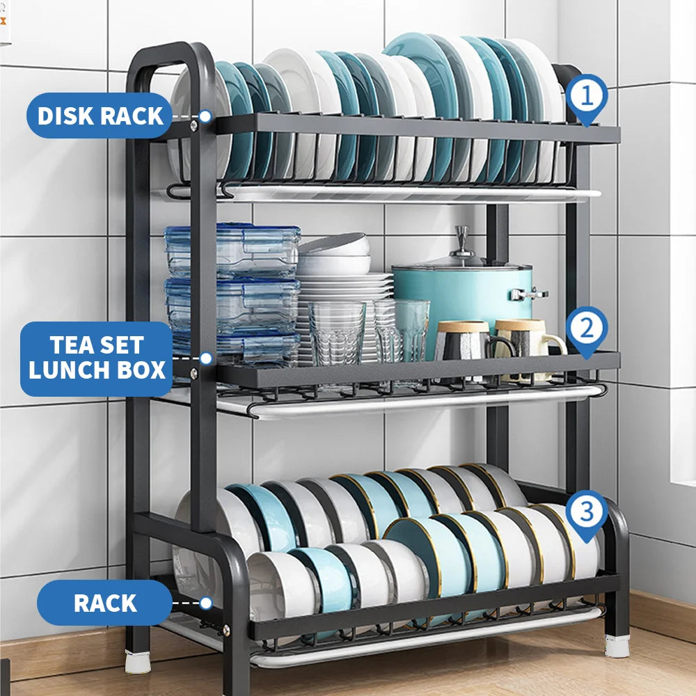 Tier Dish Organizer Dish Drying Rack Compact Dish