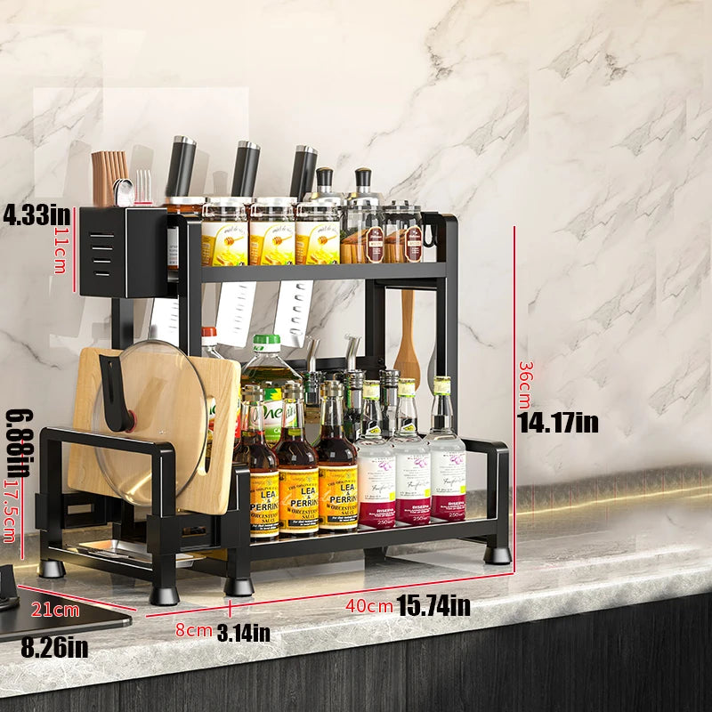 2-3 Tier Adjustable Metal Spice Rack Storage Box