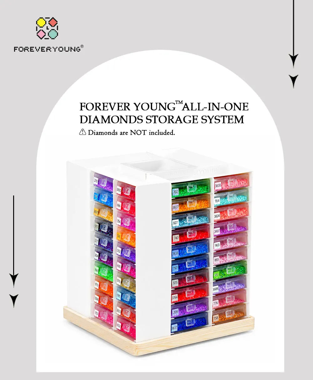 Foreveryoung Rotatable Diamond Storage Rack 80 Trays Wood