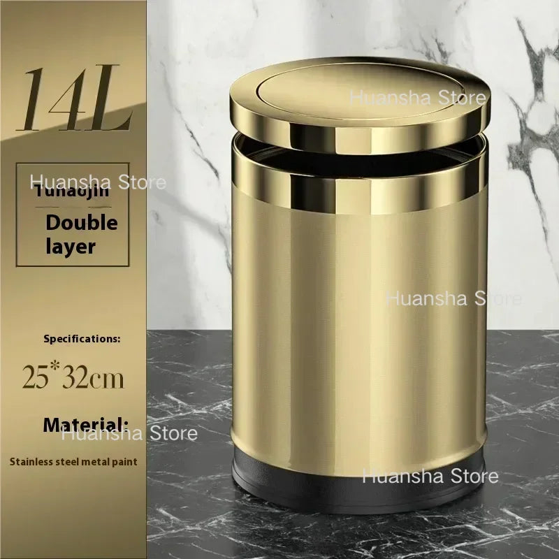 Stainless Steel Trash Can Gold Bathroom Bedroom Recycle