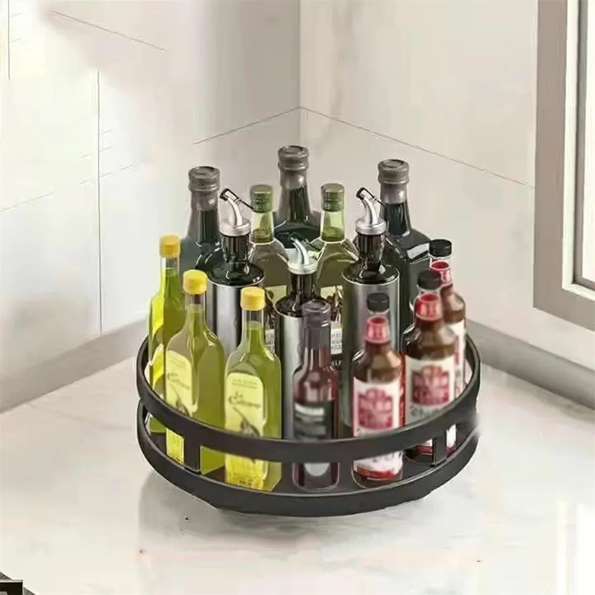 360 Rotatable Spice Storage Turntable Organizer Rack Seasoning