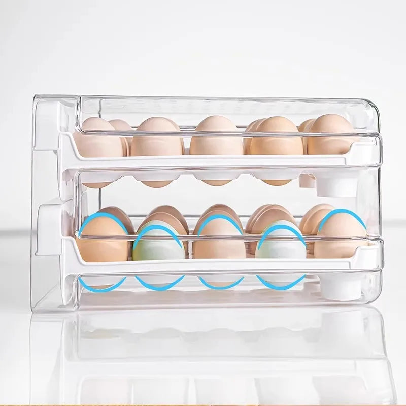 Double Layer Pull-Out Drawer Egg Holder Refrigerator Egg