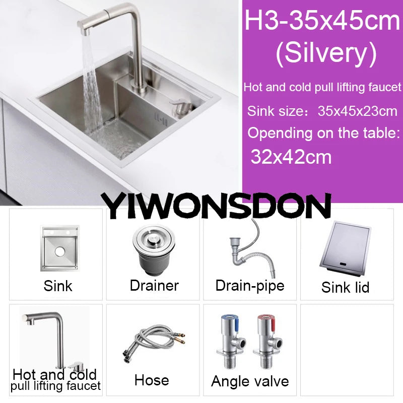 Nano Hidden Bar Sink Black Folding Faucet Silvery