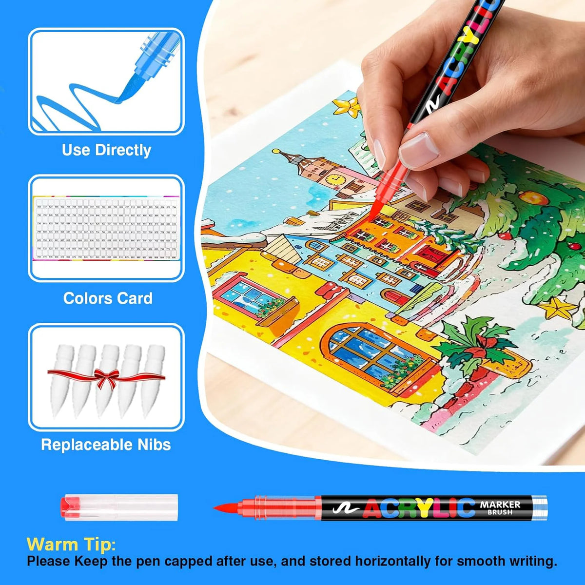 12-168 Colors Acrylic Paint Pens Markers Brush Tip