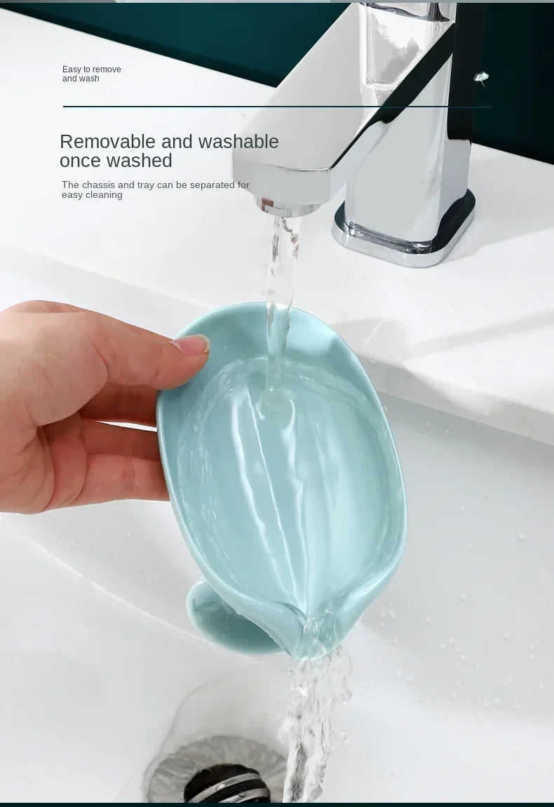 Drain Soap Holder Leaf Shape Soap Box Suction