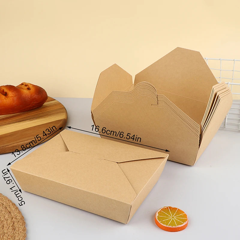 10pcs Disposable Fast Food Boxes Thickened Kraft Paper