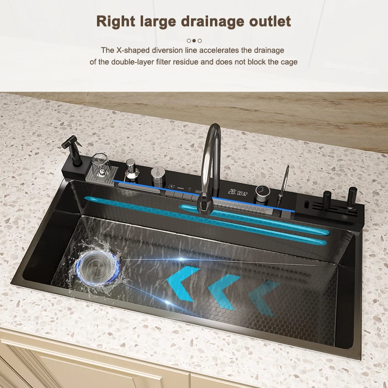 Modern Stainless Steel Sink Sinks Digital Display Large