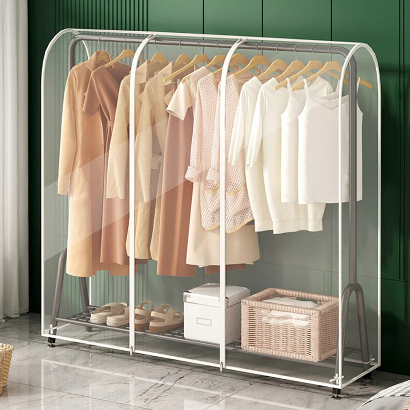 Floor Clothes Hanger Dust Cover Bedroom Drying Rack