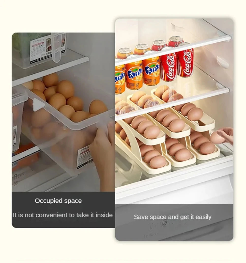 Automatic Rolling Double-Layer Egg Dispenser Egg Holder Dispenser