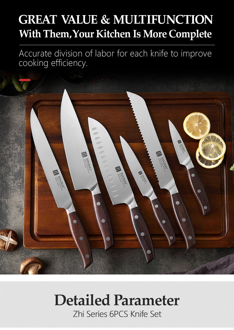 Xinzuo Knife Utility Cleaver Chef Bread Fruit Santoku