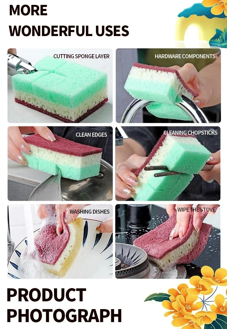 Dishwashing Cleaning Sponge High Density Strong Stain Removal