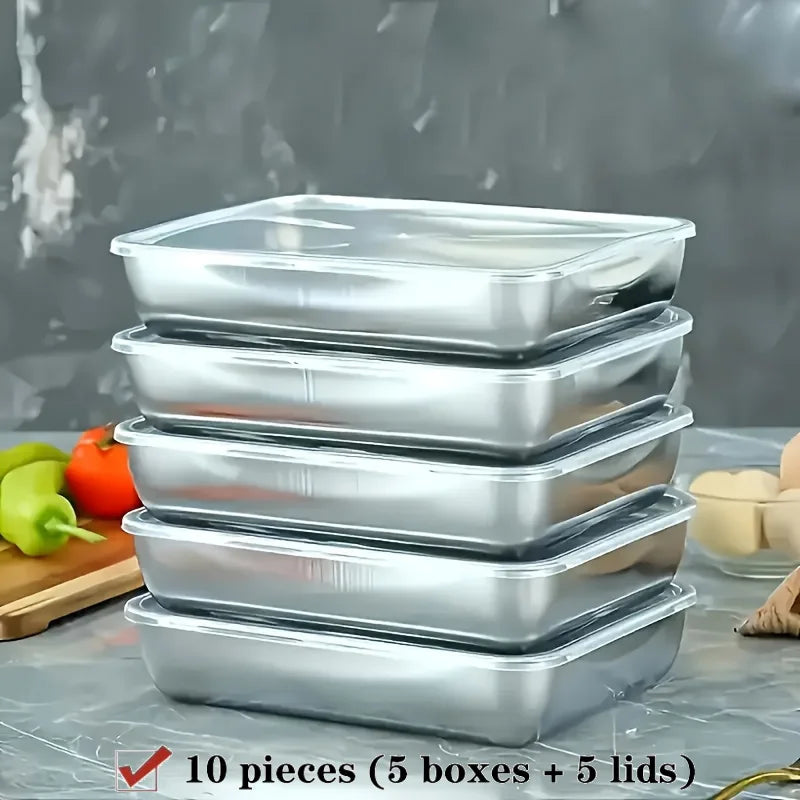 10pcs Stainless Steel Food Storage Container Meal Prep