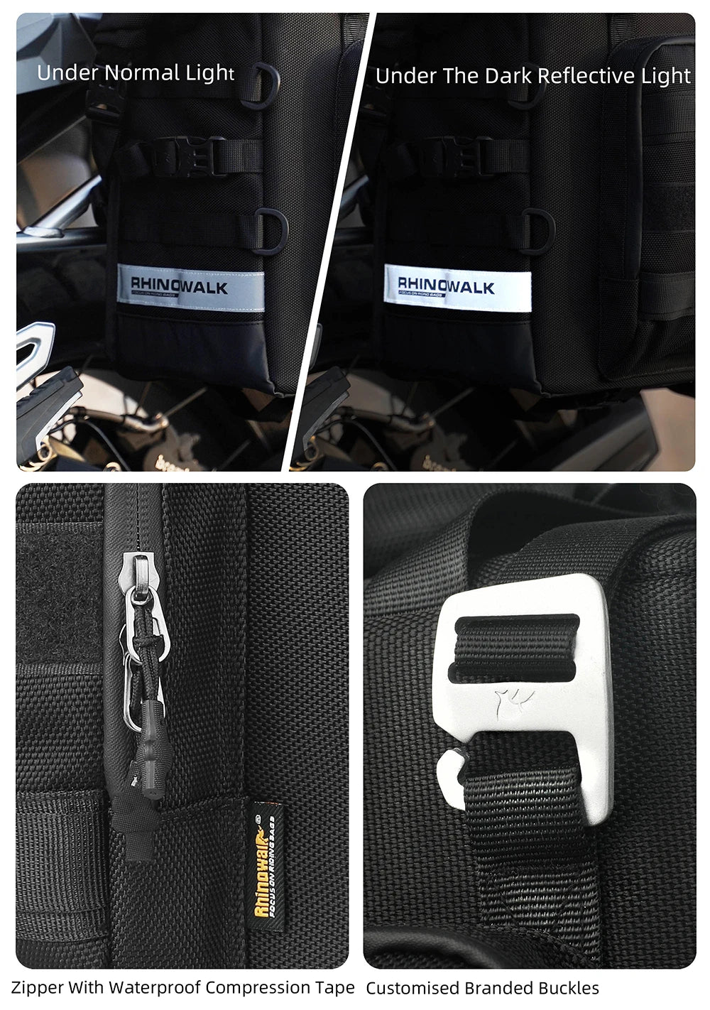 Rhinowalk Motorcycle Side Bag Quick Release 3d Cube