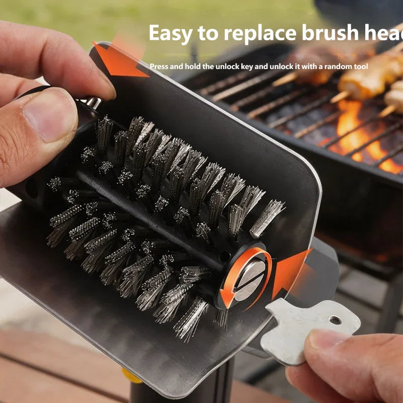 Electric Grill Brush Outdoor Bbq Handheld Grease Rack