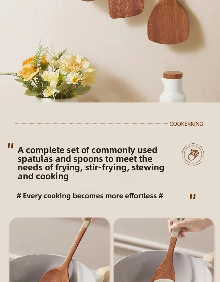 Cooker King Ebony Wood Cooking Utensils Heat Resistant