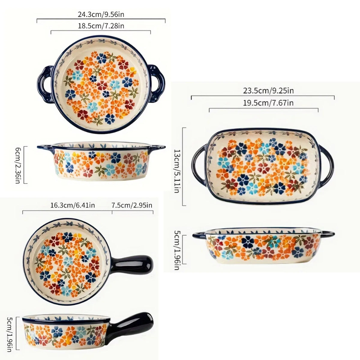 1pc Colored Hand-Painted Ceramic Baking Dish Suitable Salads