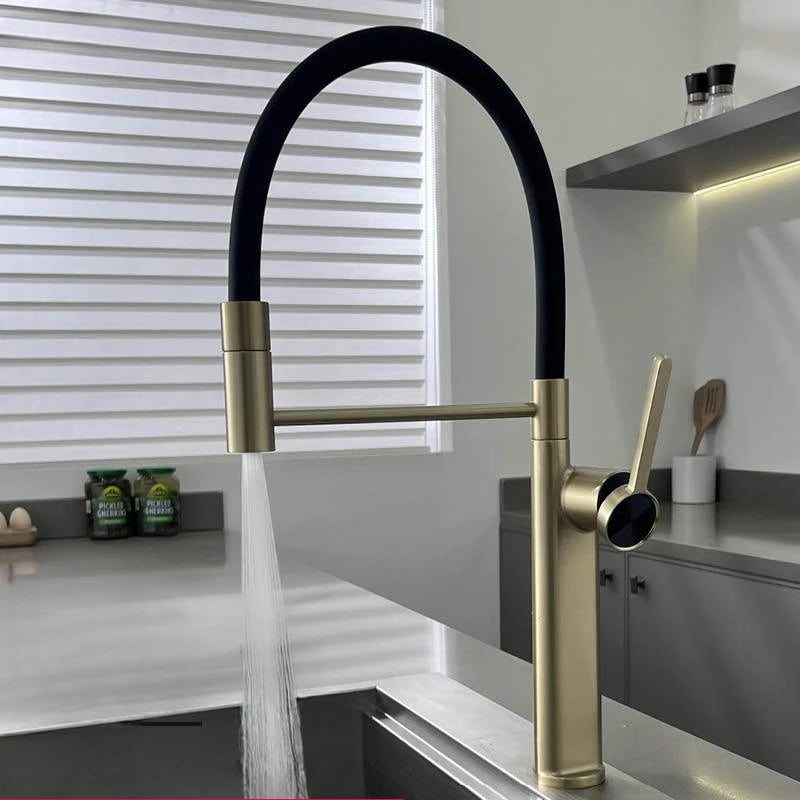 Brushed Gold Pull Down Faucet Magnetic Docking 360