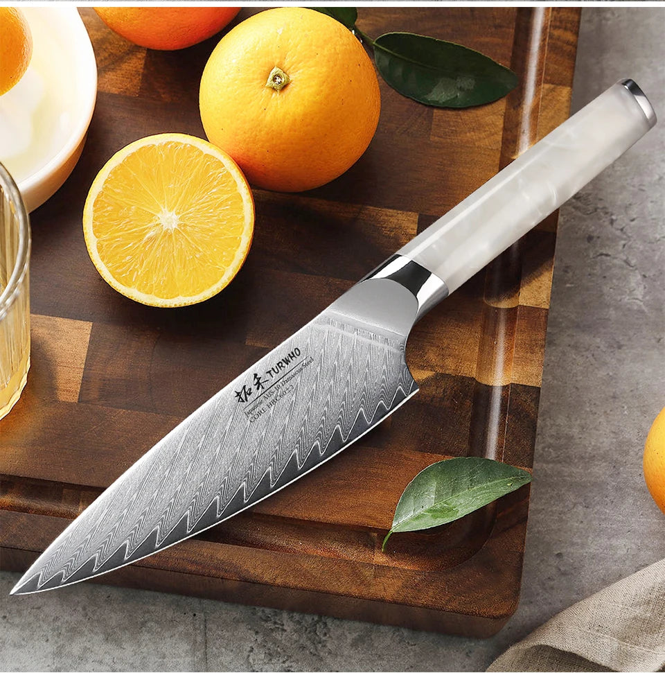 Turwho Utility Knife Damascus Steel Professional Chef Knife
