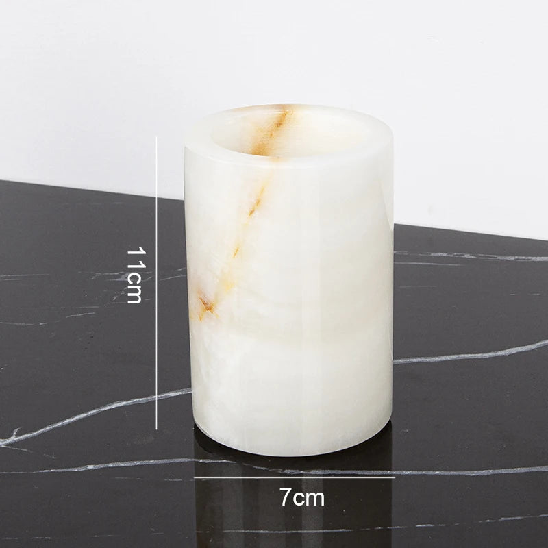 White Onyx Natural Marble Bathroom Luxury Soap Dispenser