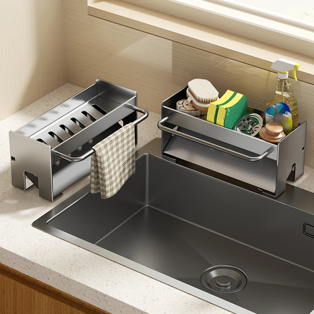 Sink Stand Sponge Holder Dish Drainer Organizers Storage