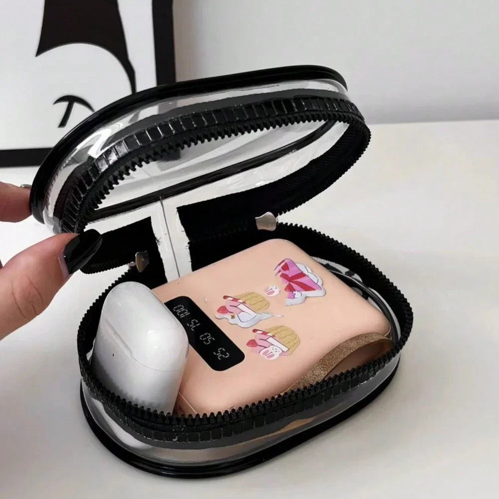 Mini Transparent Storage Bag Zipper Headphone Charger Case