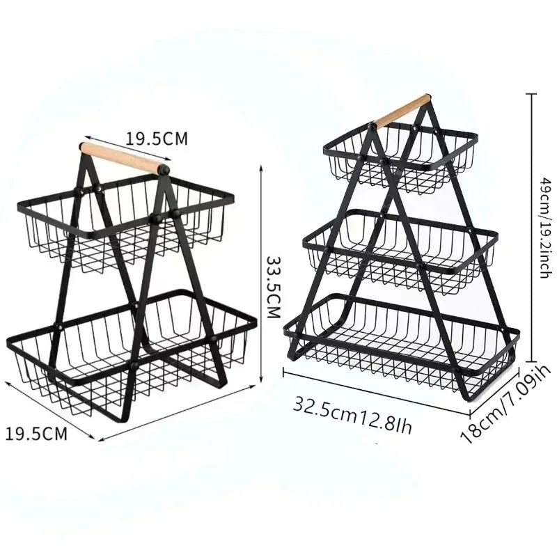 2/3 Tiers Countertop Fruit Basket Fruit Bowle Basket