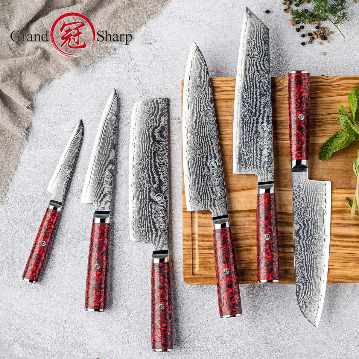 Grandsharp 1-6 Knives 67 Layers S35vn Powder Core