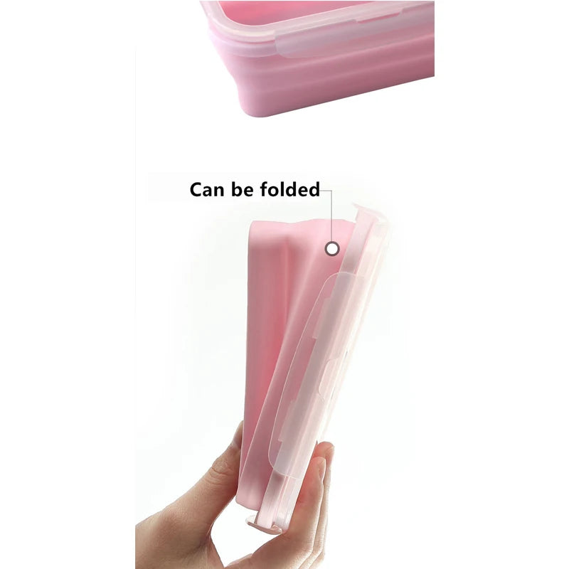 Size Choose Silicone Rectangle Lunch Box Collapsible Bento