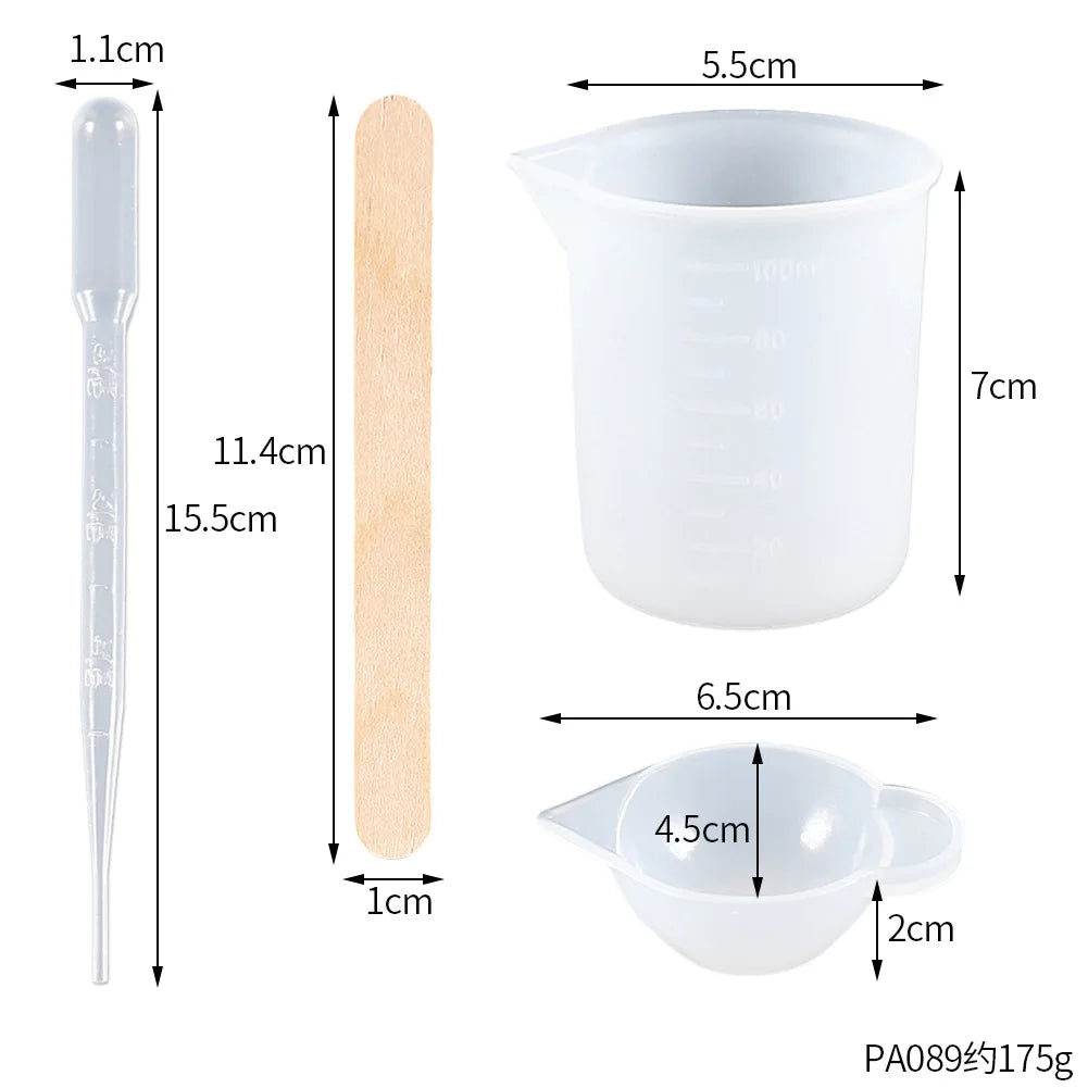 Resin Mixing Casting Kit Measuring Cups Wooden Sticks
