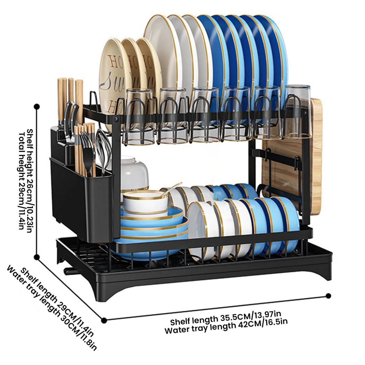 Countertop Dish Drying Rack Adjustable Plate Organizer Drainboard