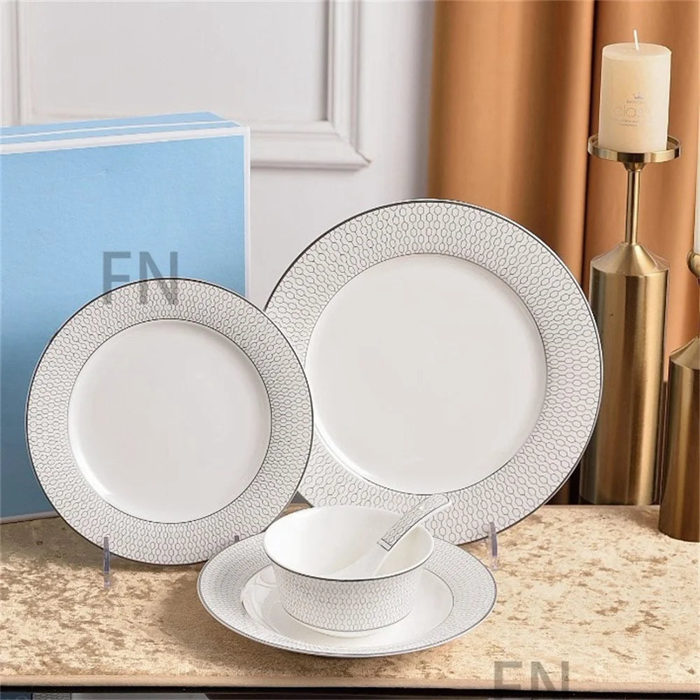 European Silvery Geometric High-End 8/10in Dining Plate Light