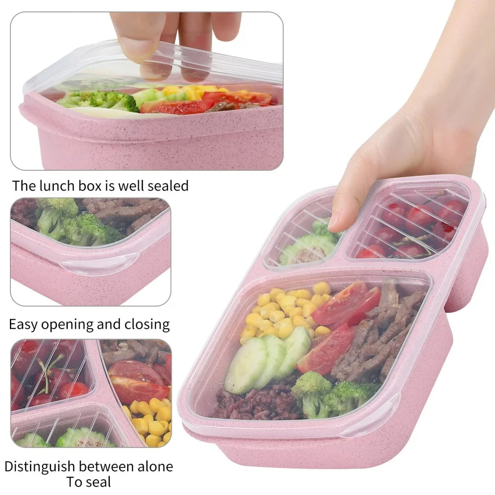 1/4pack Bento Lunch Box Compartment Food Storage Containers