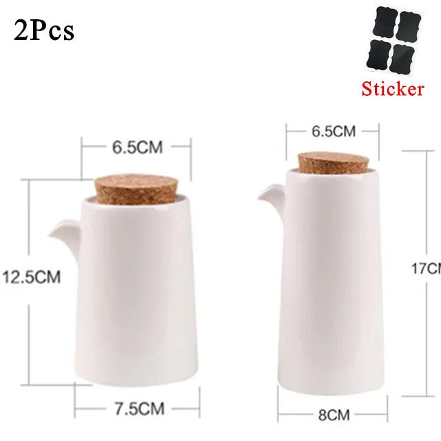 White Porcelain Olive Oil Pot Sauce Vinegar Salt